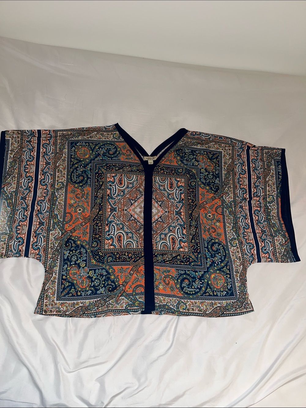 Paisley Button-Down Shirt in Navy & Orange